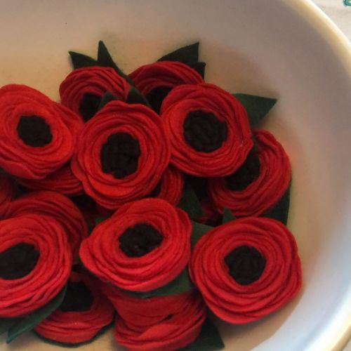 This is the most poppy brooches I’ve ever made at once! 40 brooches off to an American Legion Auxili
