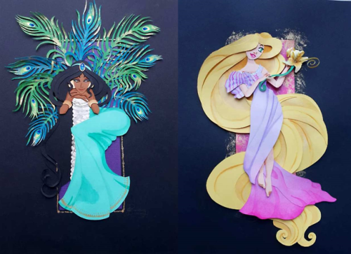 tellainsa:Paper Princesses It took 3 years, 14 princesses, loads of coloured paper, paint and glue, but my series is fin