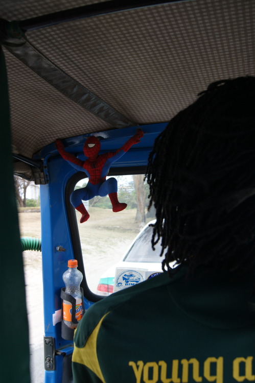 Bajaji, the only proper way to go in Dar and this one is protected by Spiderman -  so it&rsquo;s kin