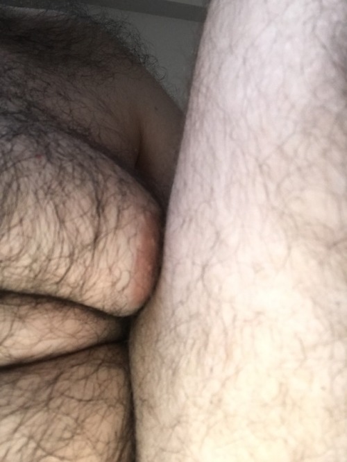 turkishmoobs: playing around naked and thought i’d show my hairy chest with my fat boobs!  like if y