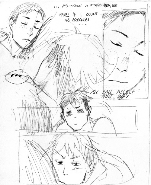 jeanlubipieguski:  a little background behind all of this: so I’m currently working on a JeanMarco doujinshi and I had this conversation with my friend Jazmin and she suggested I should do a scene with Jean counting Marco’s freckles and I went like