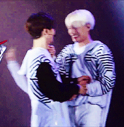 0488:  kai purposely making baekhyun walk into his finger, then tickling his chin.