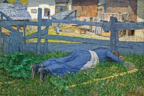 peaceinthestorm:  Giovanni Segantini (1858-1899, Italian) ~ Riposo all'ombra, Resting in the Sh