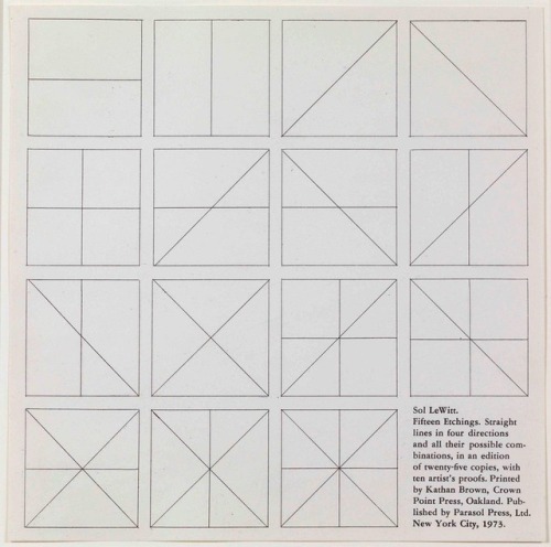 Sol LeWitt, Straight Lines in Four Directions and All of Their Possible Combinations, 1973.