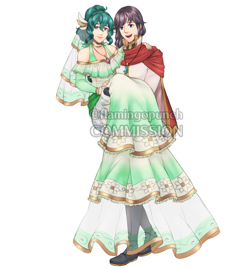 flamingopuuuunch: FEH style commissions of client’s OCs in Wedding Attire!