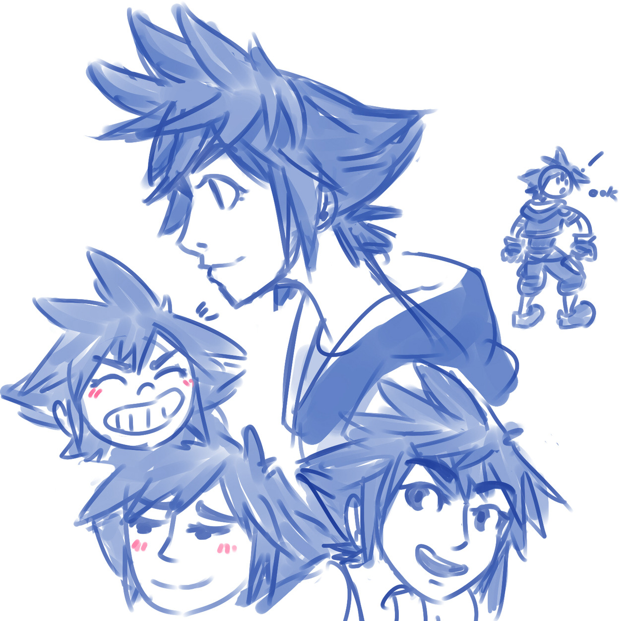 nikutsuneart:  a collection of some sora n riku doodles n warmups