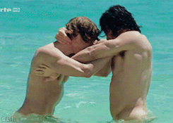 alekzmx:  actors Niels Schneider  &amp; Alessio Boni playing naked on the beach