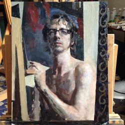 teachingstudios:  This is where i ended up after 3 sweaty days in July. Could keep going but i gotta start something new. #oilpainting #self #moi by hollisdunlap http://ift.tt/1CP5iFq 