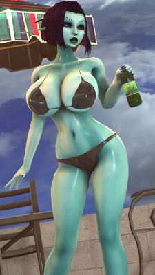 joneseybonesey:  Soria in a bikini, or clever add for Cascade Crisp brand soda. 