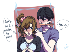 ceejles:    Haru braidin’ girl Makoto  Requested by my dearest other me, childofcolour ‘ w  ‘ (I actually find this really cute doe)