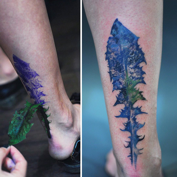 culturenlifestyle:  Real Leaves And Flowers Used As Stencils To Create Delicate And