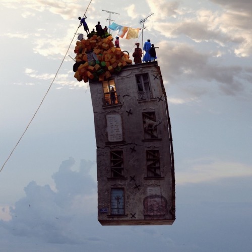 theonlymagicleftisart:“Flying Houses” surreal photography by Laurent Chehere