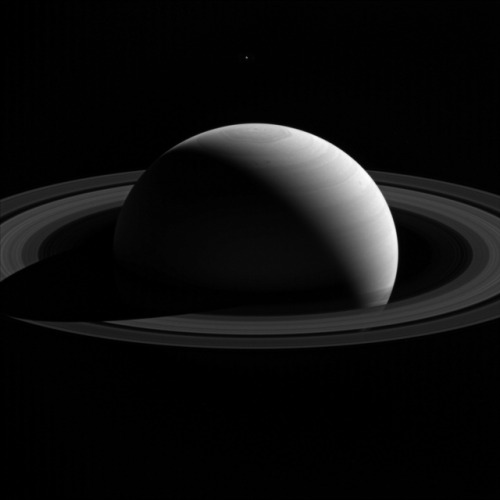 Saturn, rings and moons (Tethys, Enceladus, Titan and Janus, Prometheus, Atlas, Iapetus, Atlas, Meth