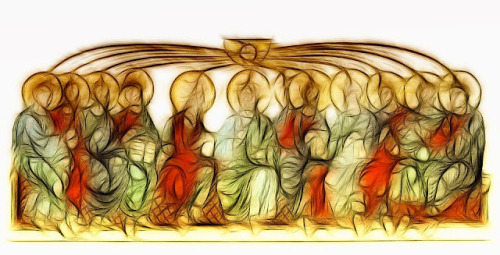 theinwardlight:Passage from chapter 3 of the First Epistle of Peter. Pentecost artwork from the Vand
