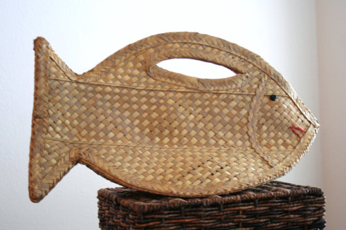 Wicker Fish Market Bag, Basket Weave Handbag