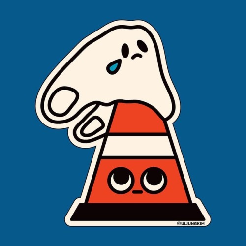 New die-cut sticker ideasSad plastic bag with traffic cone. . . . #plasticbag #sad # trafficcone