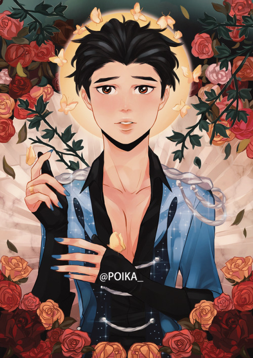 poikas:here’s my full piece for the @yuurizine  inspired by pre-raphaelite paintings, because yuuri 