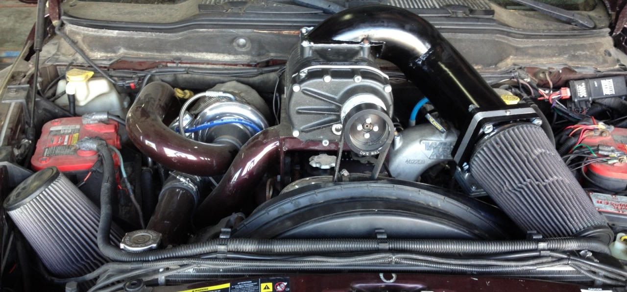cummins-trucks:  dieselnuts:  Whipple supercharged and compound turbo’d.   *sweats*