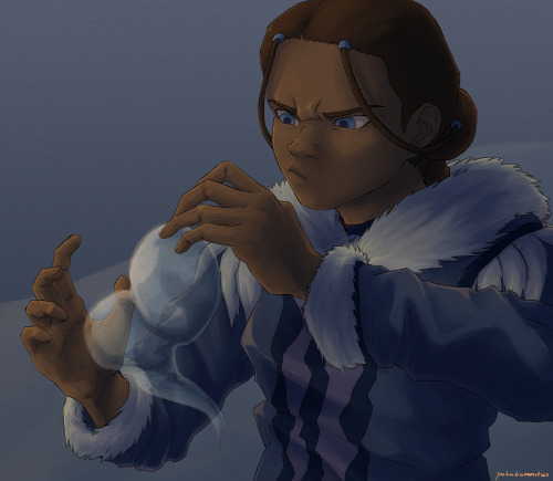 pukukummitus: Just a painting of katara trying to learn waterbending before she had a teacher. I tri