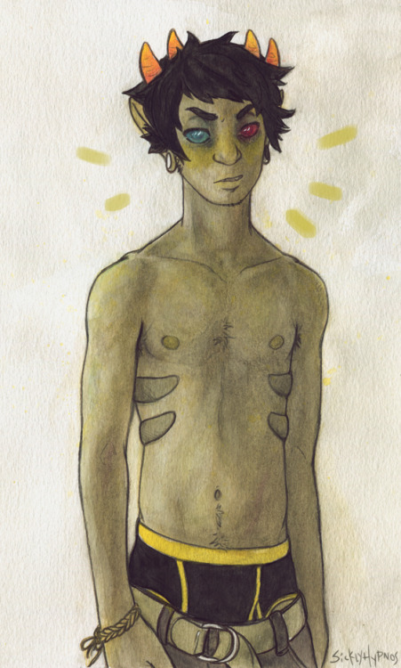 it has been ages since I drew any homestuck..have a Sollux with his pants falling down!  I think I r