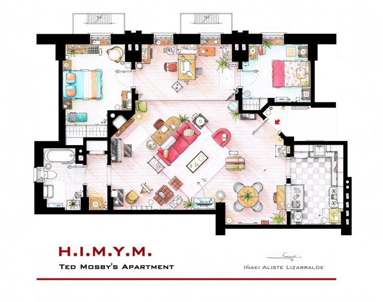 clarice-adri:  ted and marshall’s apartment :)