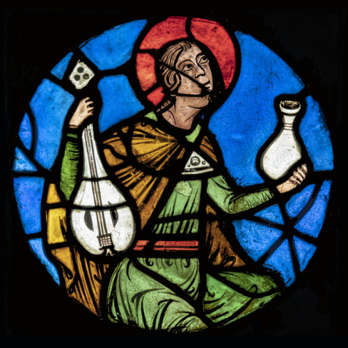 This medieval stained-glass panel in Glencairn’s collection was made in France circa 1240-1245