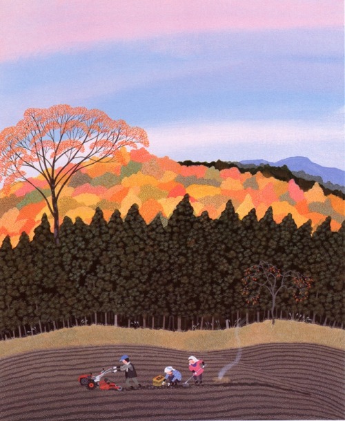 Konjac field   -   Taiji Harada , 2008Japanese,b.1940-Woodblock