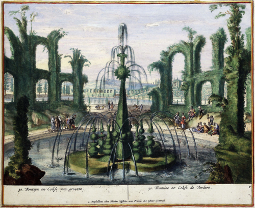 Green architecture in the park of Edingen, BelgiumPrints by Romeyn de Hooghe, 1685