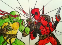 gofightcrime:  Deadpool vs. Raphael Watercolor