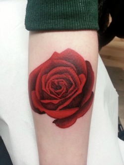 fuckyeahtattoos:  Realistic rose tattoo done by Josh Taylor at Adorn, Shrewsbury UK
