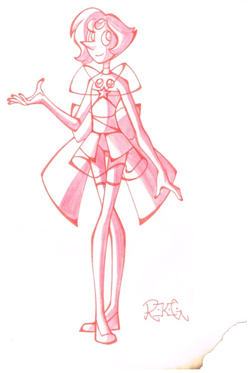 rubykgrant:  I know, everybody and their cousin has done a Pearl/blue/yellow fusion design, but I had to do one too. I imagine super-mega-ultra Pearl is even taller and lankier than ever, but still just as graceful. There are little bits of all the Pearl