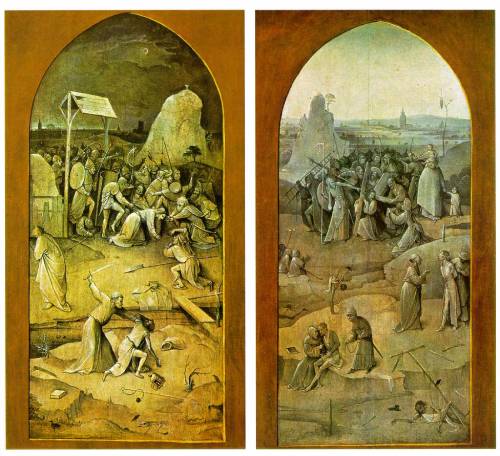 Tiptych of Temptation of St Anthony, 1506, Hieronymus BoschMedium: grisaille,panel