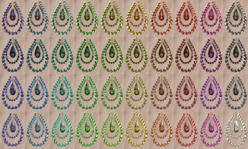 TS4 earrings 07 Seashards HQ (Dec 24)4 texture types * 10 gem colors * 2 metal colors = 80 variants;