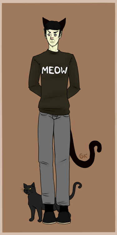 Earlier I drew Spock dressed as a cat for Halloween. I didn’t get to include his tail so I needed to