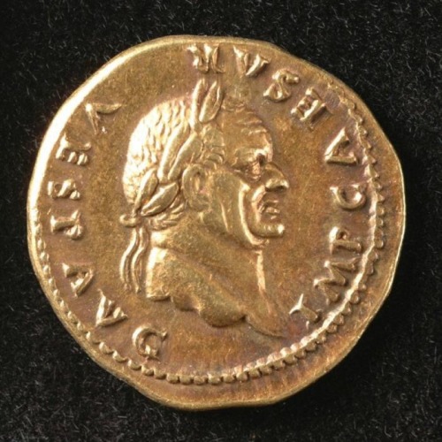 via-appia:Roman Aureus of Emperor Vespasian with Fortuna (Roman personification of chance/luck) on t