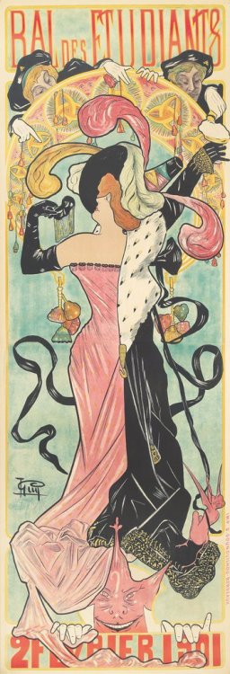 Bal des Etudiants (1901). L. Guy. Poster. Printer: Imp. G. Gounouilhou, Bordeaux.This 2-sheet poster