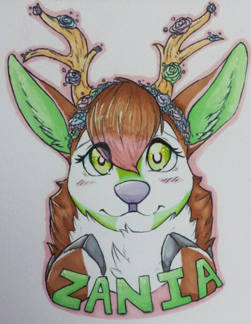 Zani is now occasionally a deer, and I got inspired to draw a badge about that fact