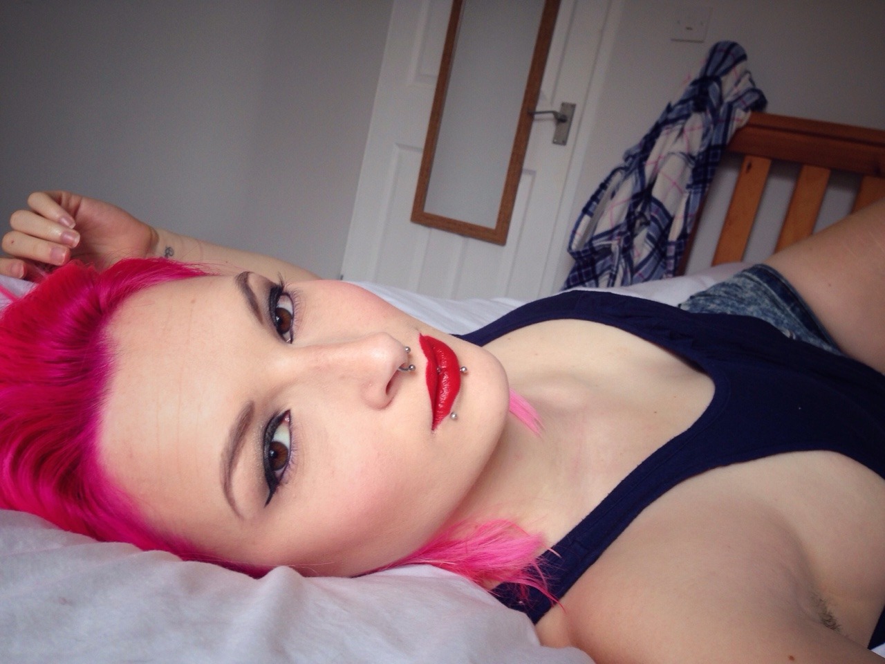 lost-lil-kitty:  Pink hair is always going to be my favourite!!!  Red lips.. My favorite..