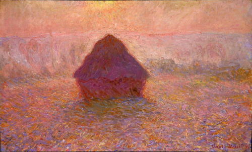 artist-monet: Haystacks, Sun in the Mist via Claude MonetMedium: oil on canvas