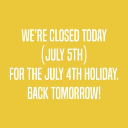 Hi all – we’ll be closed today! But we’ll be back to our normal hours tomorrow (Tuesday, July 6). Thanks and have a lovely day out there! (at Sqecial Media)
https://www.instagram.com/p/CQ8wEhGME5i/?utm_medium=tumblr