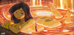 shonuff44:  Lava Skinny Dipping with HULA GIRL 2  Here is the 2nd pic I did of Hula Girl having fun in the Lava pond.This one I got right on the 1st try and love how the lighting effects came out on it.Hula-Girl is still waiting for people to join her