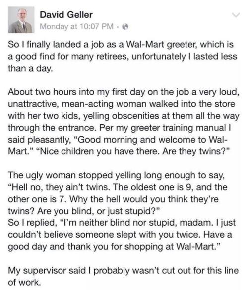 oncemorewithapathy: 56blogscrazy:  WALMART LEGEND   FUCKIN’ SAVAGE 