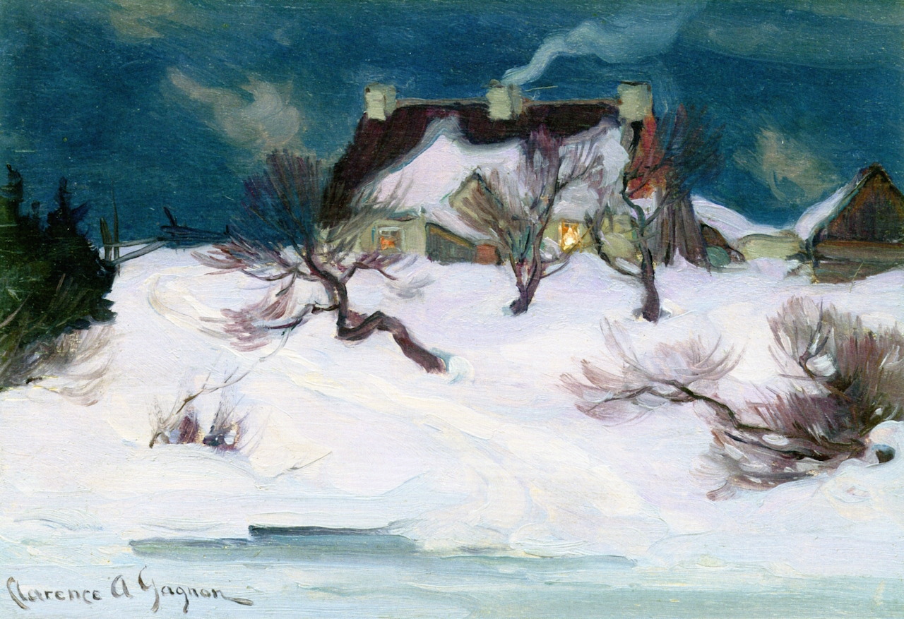 artishardgr:  Clarence Gagnon - Moonlight, Île d'Orléans  c.1922