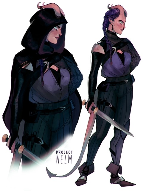 nelmdraws: my tiefling rogue, Jezebel.