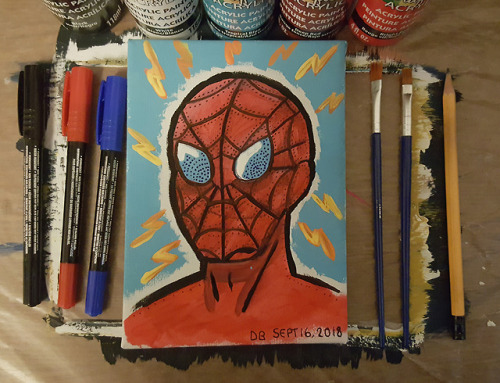 A few acrylic paintings from the past few days. It’s surprisingly easy to get a small painting