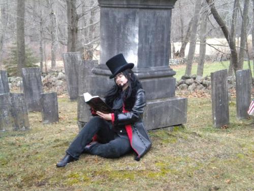 graveglamour:Me being silly in the cemeteries. I dance in them a lot. I can’t help it. I get giddy.Y