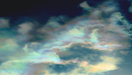 nubbsgalore:  photos of cloud iridescence — caused as light diffracts through tiny ice crystals or water droplets of uniform size, usually in lenticular clouds — by rolf kohl. see also: circumhorizontal arcs, asperatus clouds, mammatus clouds, polar