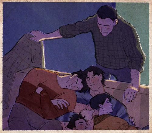 harmleikurdraws:  this one time when all his kids finally let him have some peace and he’s still not sleeping himself