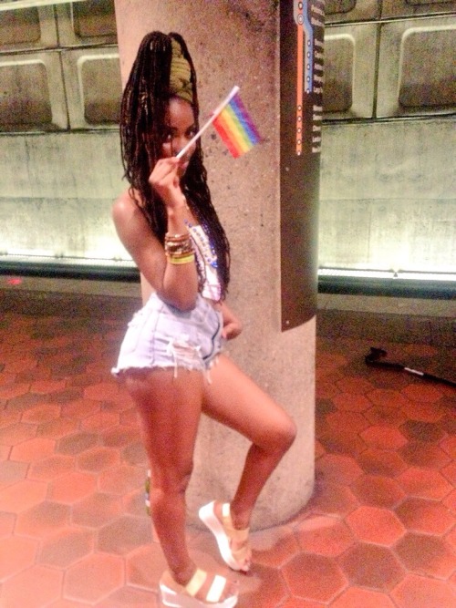 heroineheroine:  Celebrating pride & my birthday yesterday 🌈👑✨