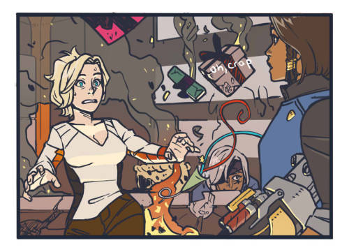 artsypencil:   Mercy Celebrates Pharah’s Bday   Totally worth the days in the making. I’m now gonna be making some Overwatch ships comics once in a while. As much as i love making these comics, doing it for free is hard.   Please check out/support